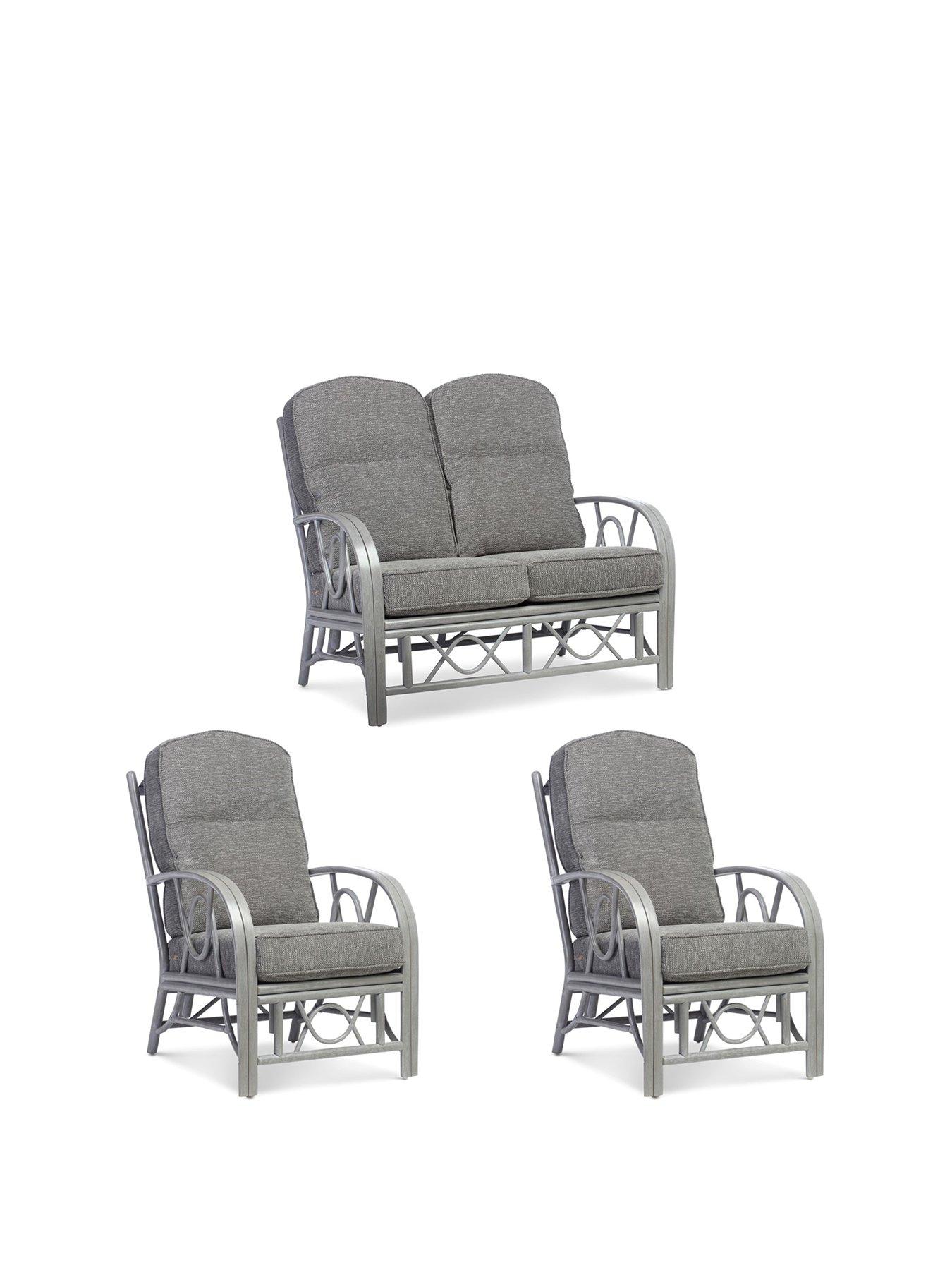 Grey Bali Conservatory Suite Sofa Two Chairs