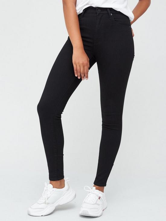 front image of levis-mile-high-super-skinny-jeans-black