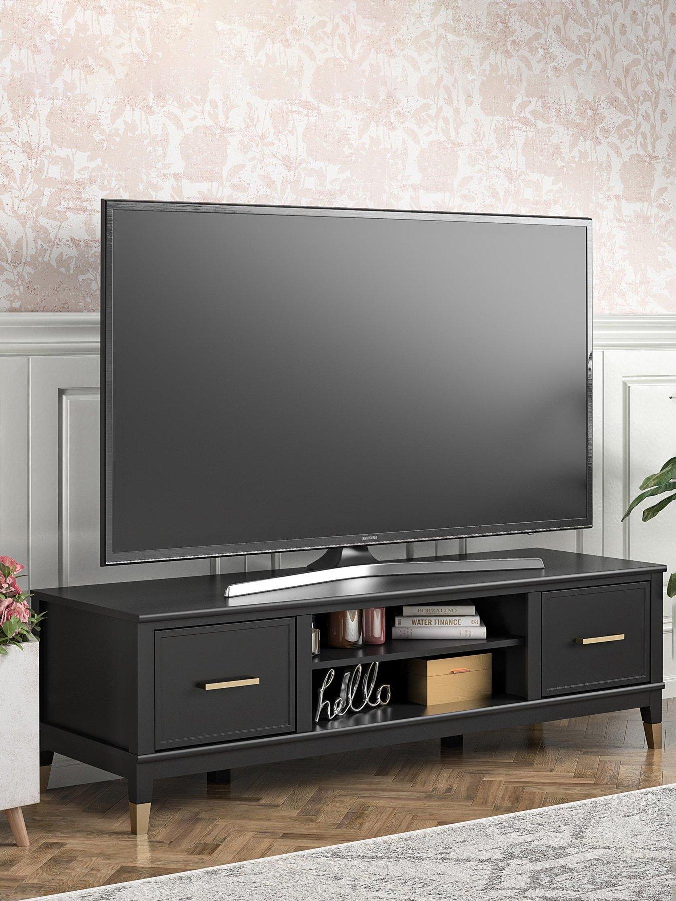 Black and deals gold tv stand