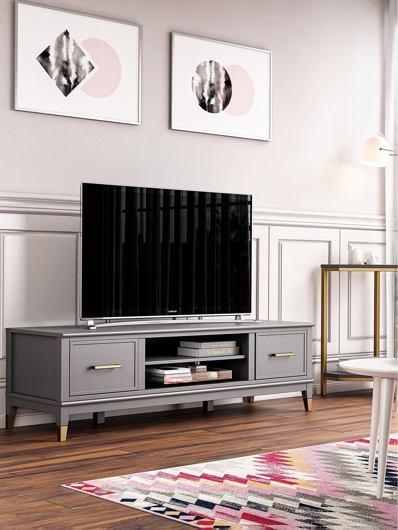 Silver tv stand for store 65 inch tv