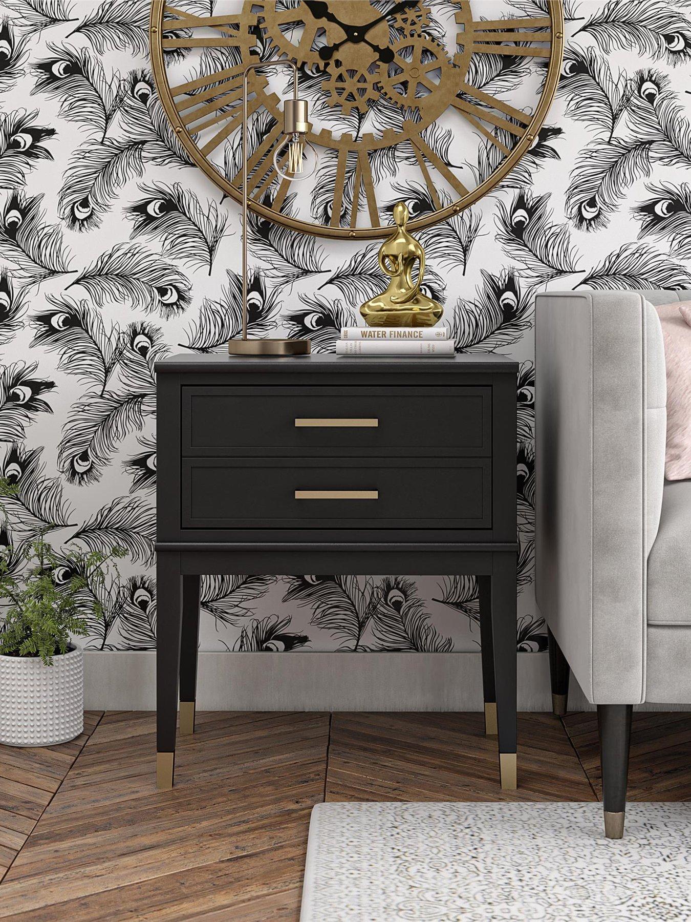 undefined Westerleigh 1 Drawer Side Table - Black/Gold