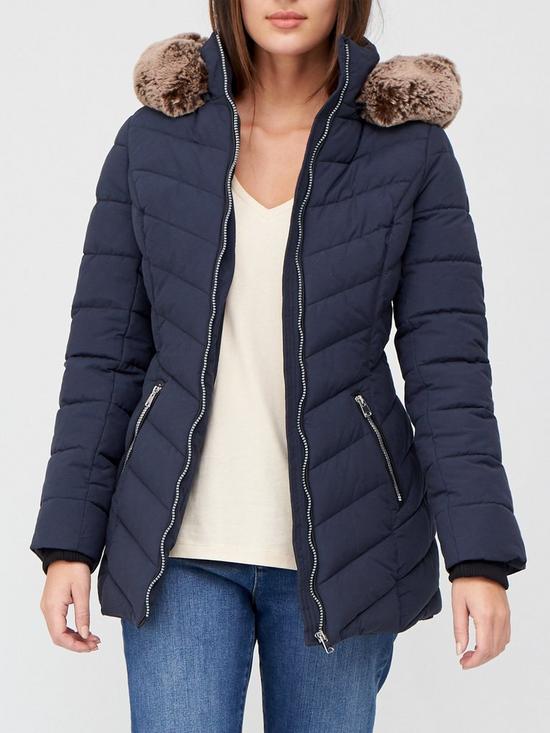 front image of v-by-very-microfibre-padded-coat-navy