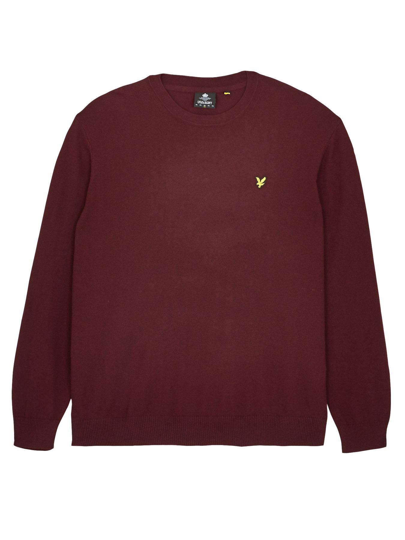 Lyle &amp; Scott Kingsize Merino Crew Knitwear Burgundy Colour: Burgun