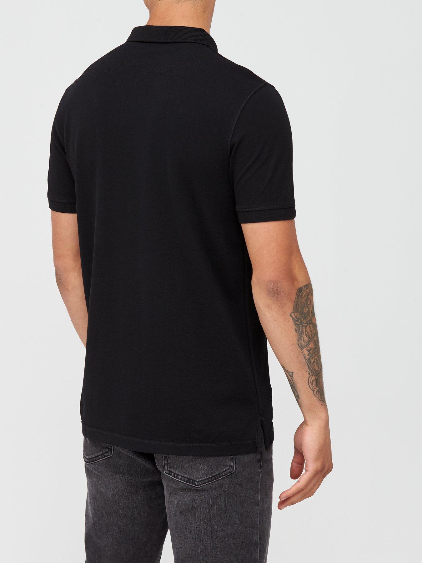 AllSaints Reform Pique Polo Shirt - Black | very.co.uk