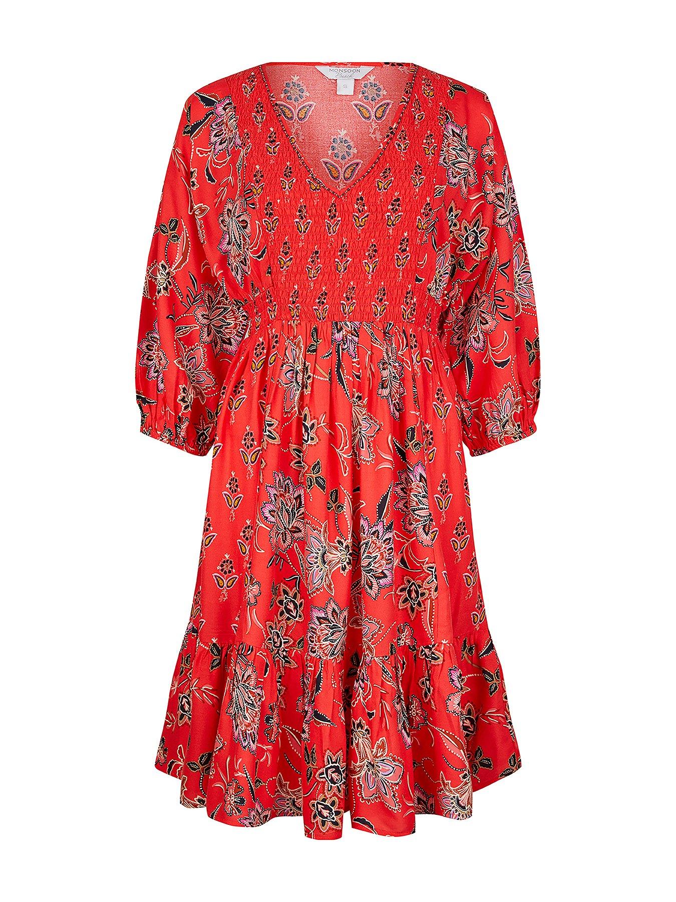 monsoon red floral dress