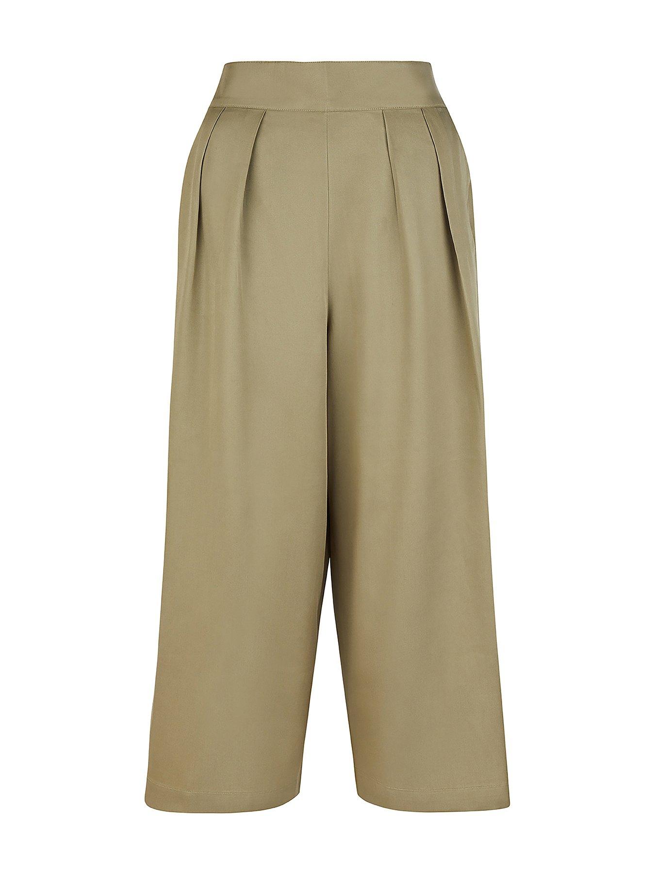 womens khaki cropped trousers