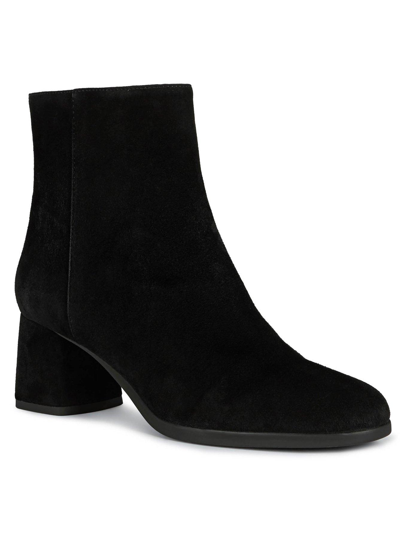 black suede heeled ankle boot
