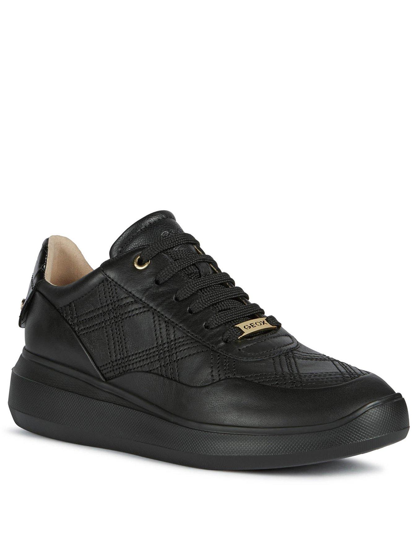 geox black wedge trainers
