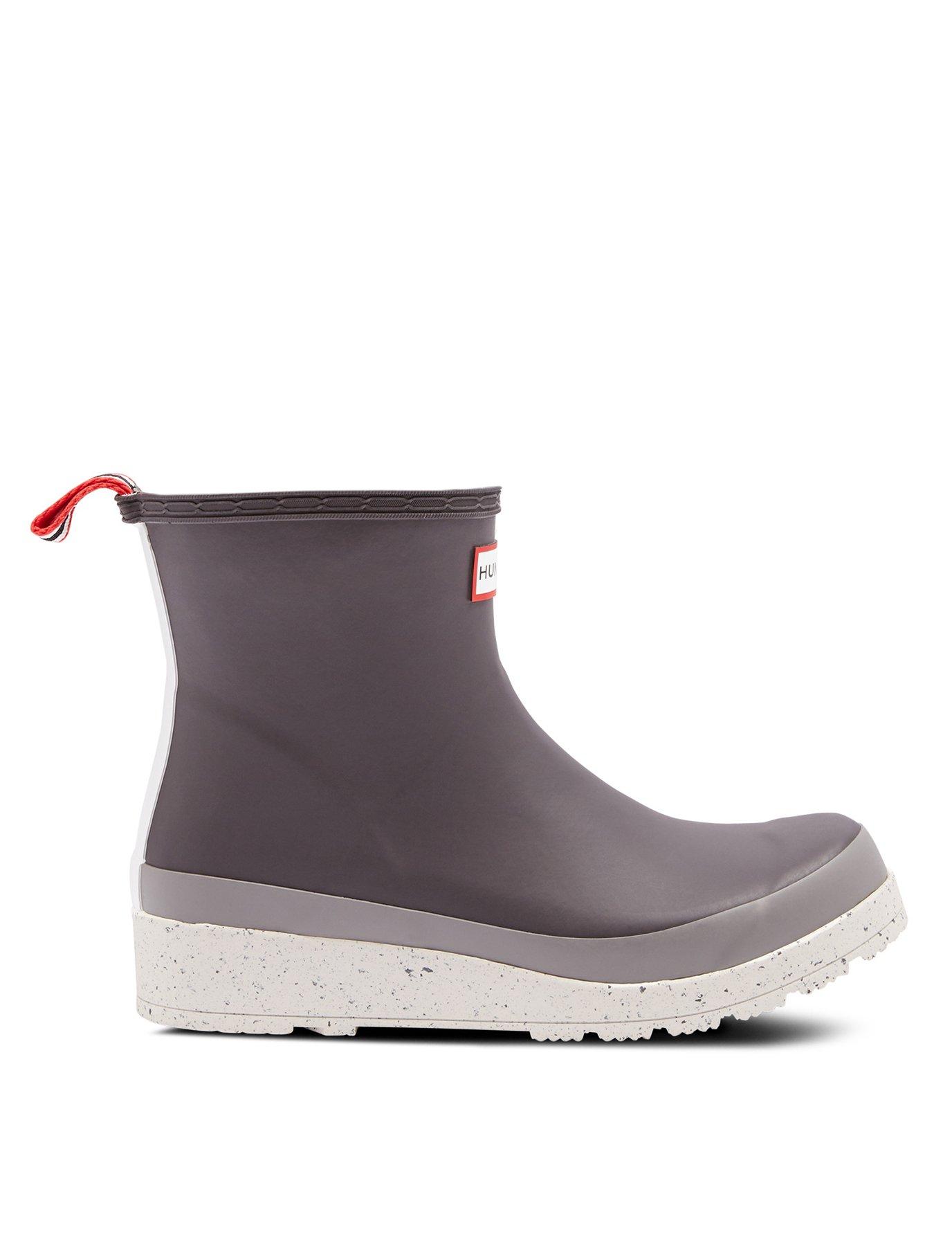 Hunter Play Short Speckle Sole Onyx Wellington Boots - Grey | very.co.uk