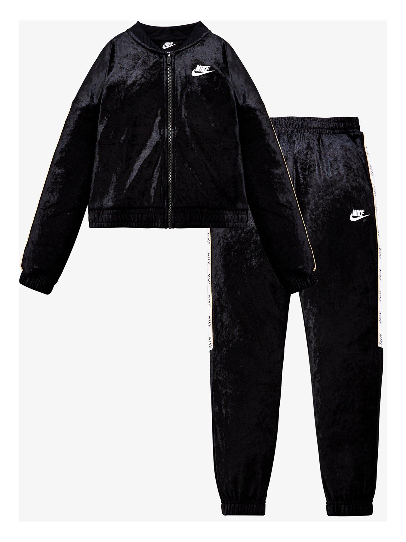 nike black velour tracksuit