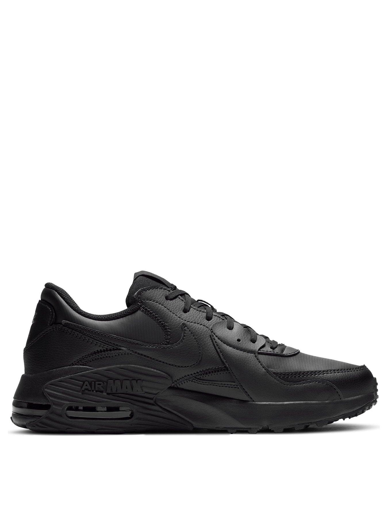 Nike black leather on sale trainers