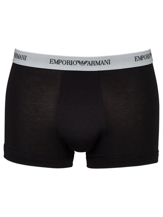 stillFront image of emporio-armani-bodywear-3-pack-emporio-waistband-stretch-cotton-trunks-blackgreywhite
