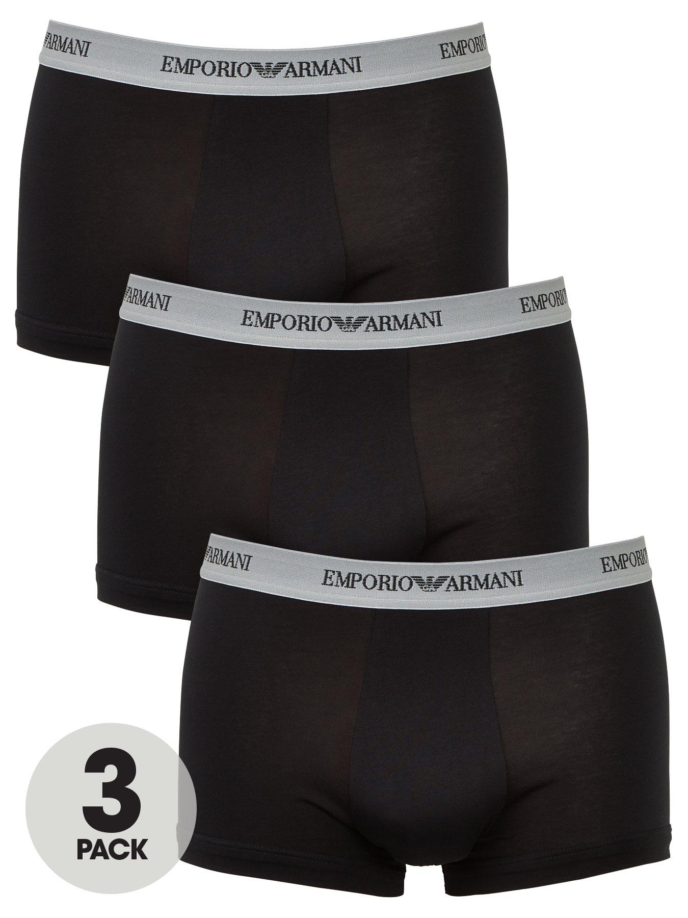 Emporio Armani Bodywear Bodywear 3 Pack Trunks - Black | very.co.uk