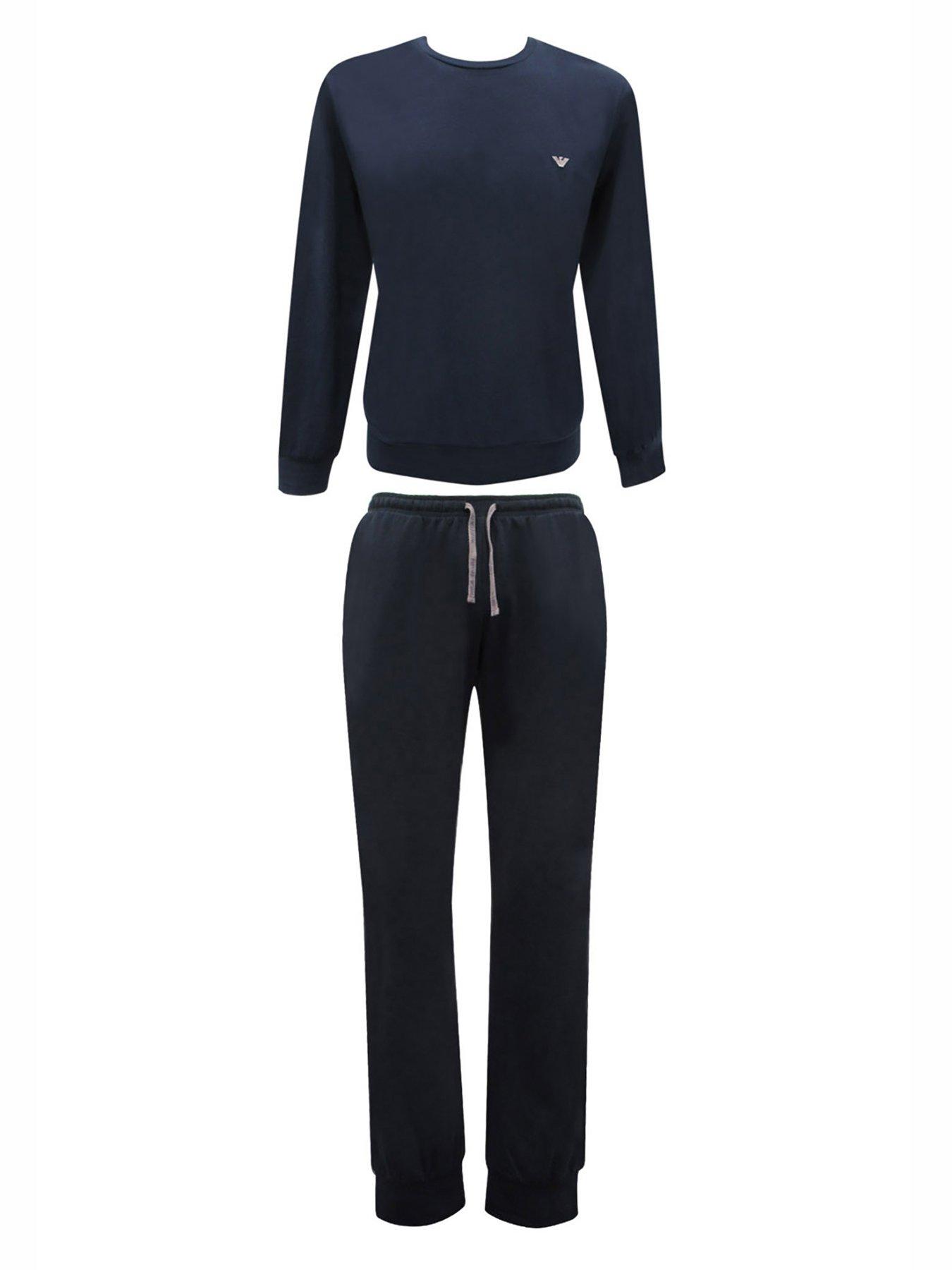 Emporio armani lightweight on sale lounge tracksuit navy