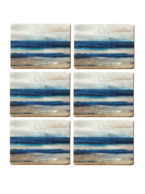 Creative Tops Creative Tops Cork Backed Wooden Placemats Abstract Ocean View Set of 6 