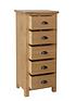  image of k-interiors-shelton-ready-assembled-solid-wood-5-drawer-tall-boy