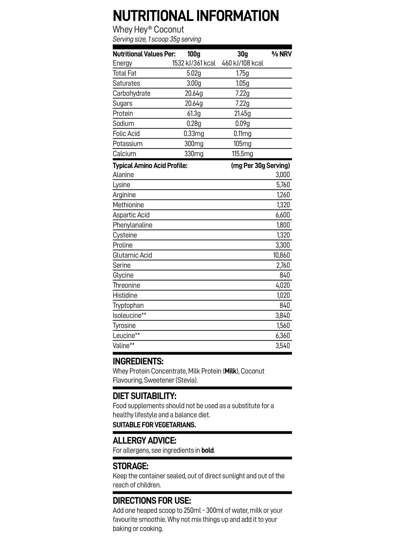 Image 2 of 3 of Bio Synergy Whey Hey - Coconut Flavour -&nbsp;908g