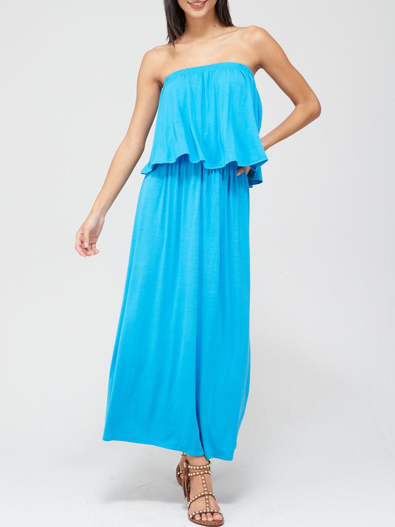 bright blue midi dress