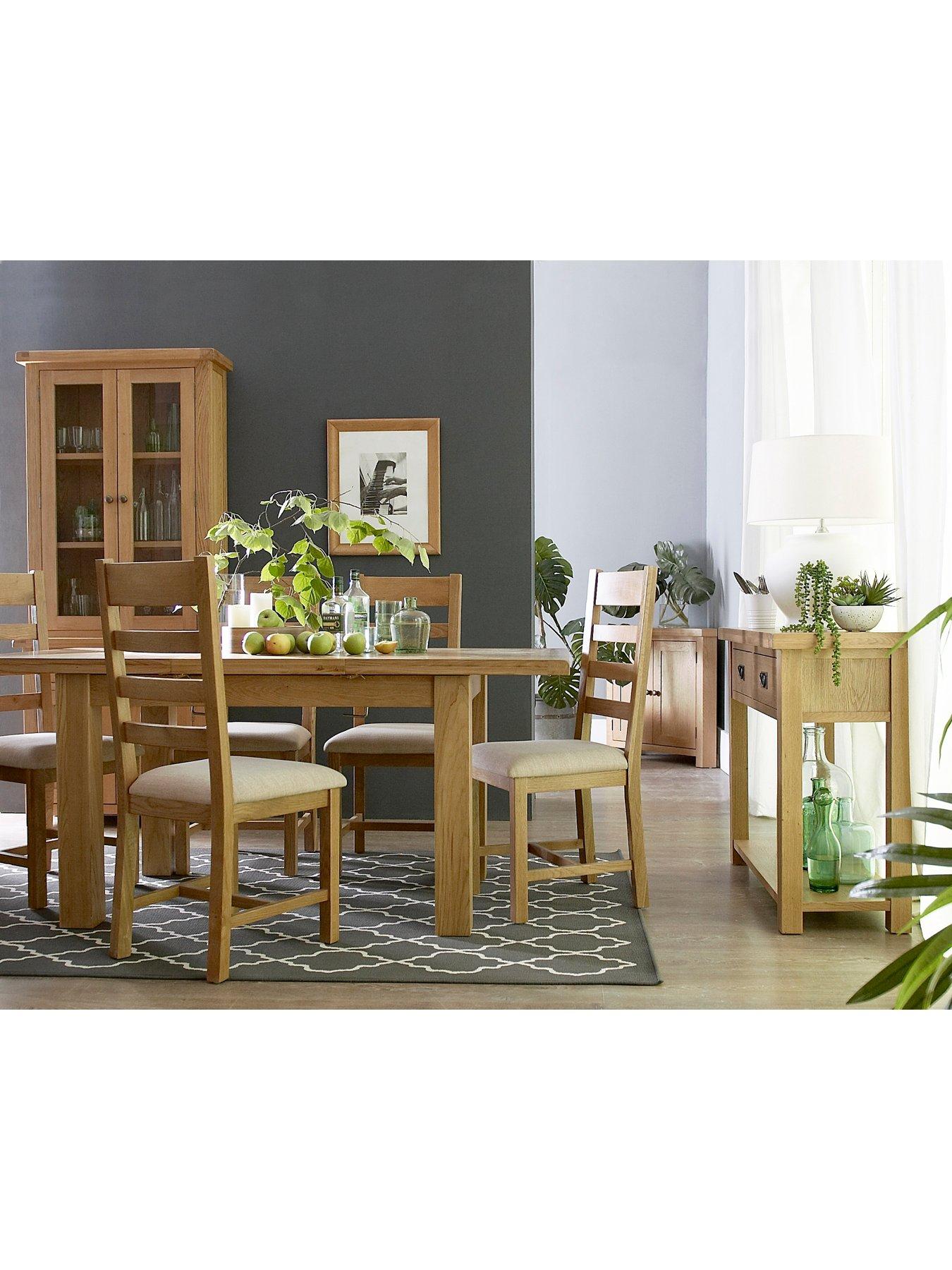 K Interiors Alana 100 140 Cm Extending Dining Table 4 Fabric Chairs Very Co Uk