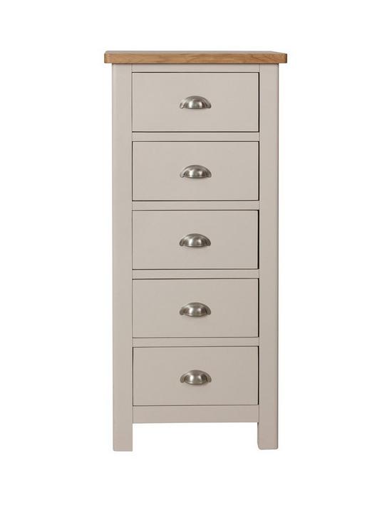 front image of k-interiors-fontana-ready-assembled-solid-wood-5-drawer-tall-boy