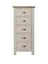  image of k-interiors-fontana-ready-assembled-solid-wood-5-drawer-tall-boy