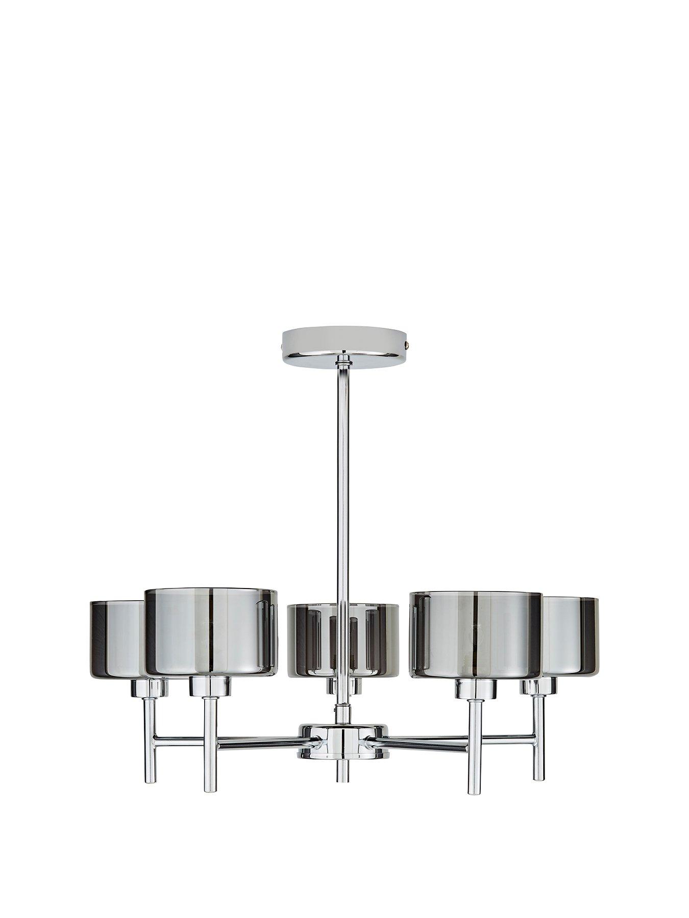 Product photograph of Very Home Blair 5 Light Smoked Glass Ceiling Light from very.co.uk