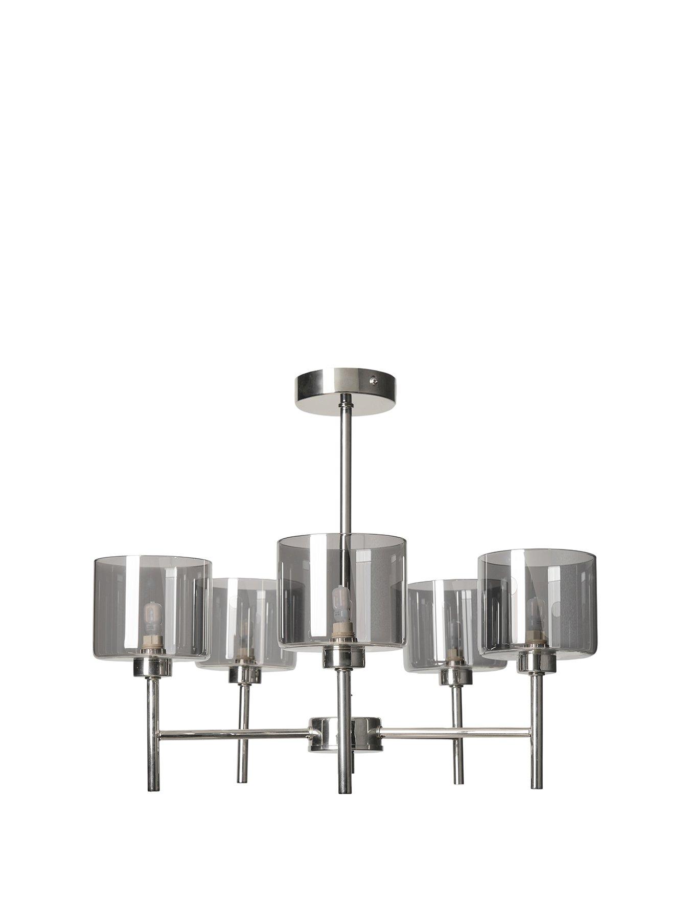 Image 2 of 7 of The Very Collection Blair 5 Light Smoked Glass Ceiling Light