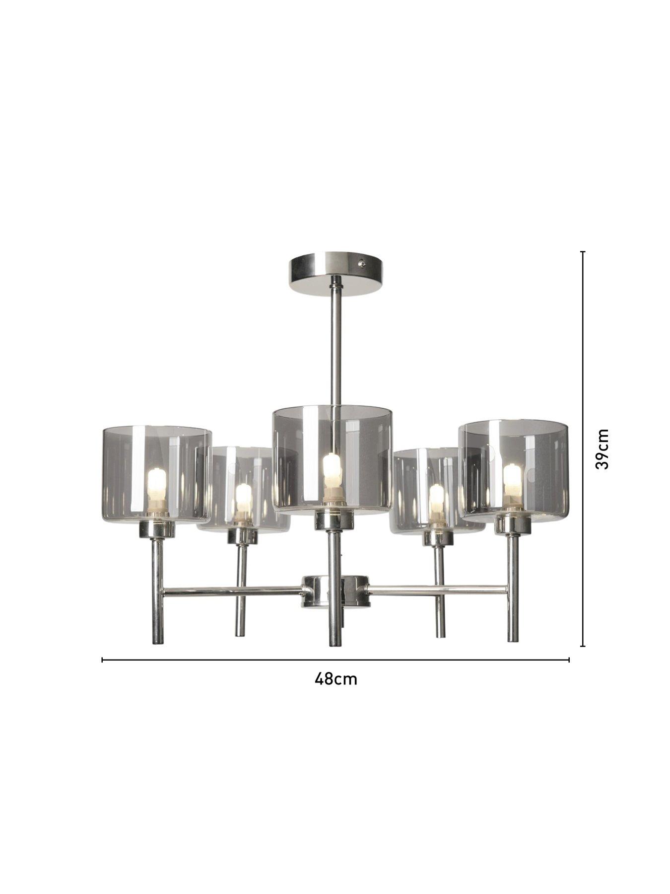 Image 7 of 7 of The Very Collection Blair 5 Light Smoked Glass Ceiling Light