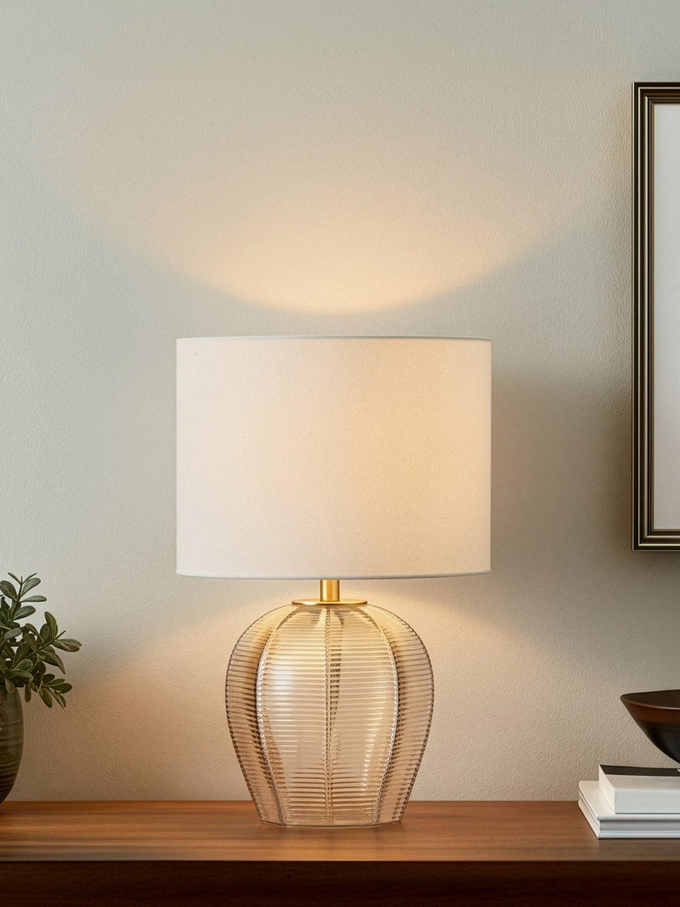 Very Home Reign Herringbone Glass Table Lamp in Champagne
