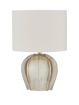 Product photograph of Very Home Reign Herringbone Glass Table Lamp In Champagne from very.co.uk