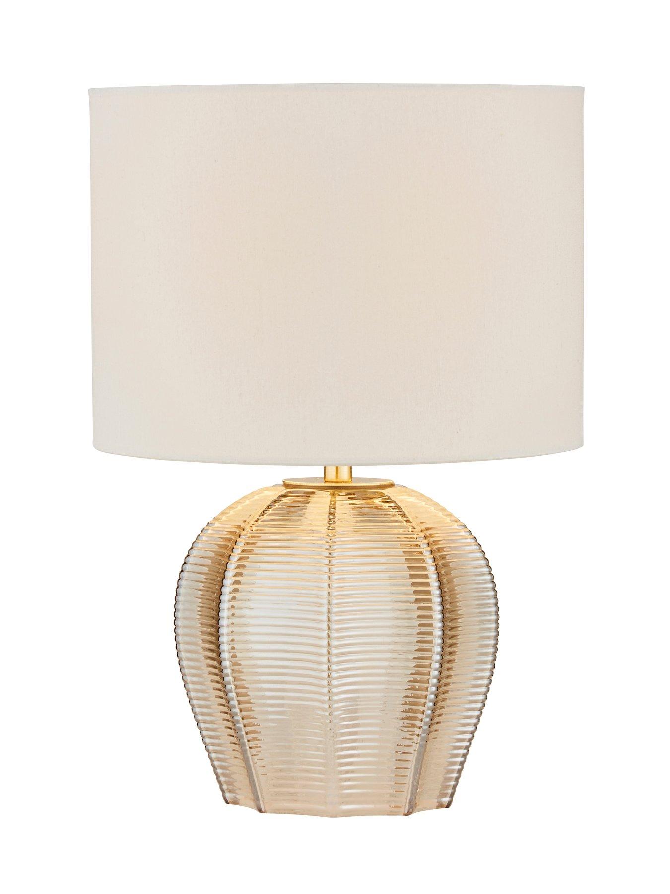 Image 2 of 3 of Very Home Reign Herringbone Glass Table Lamp in Champagne