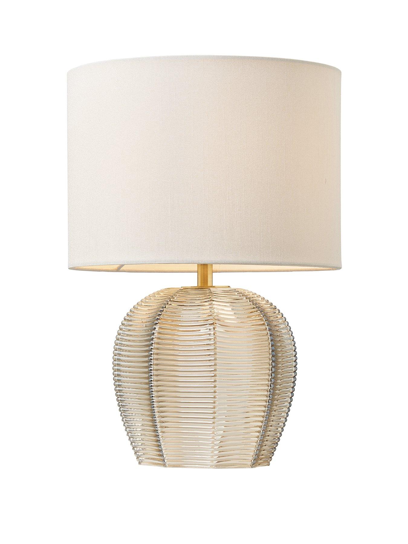 Image 2 of 4 of Very Home Reign Herringbone Glass Table Lamp in Champagne