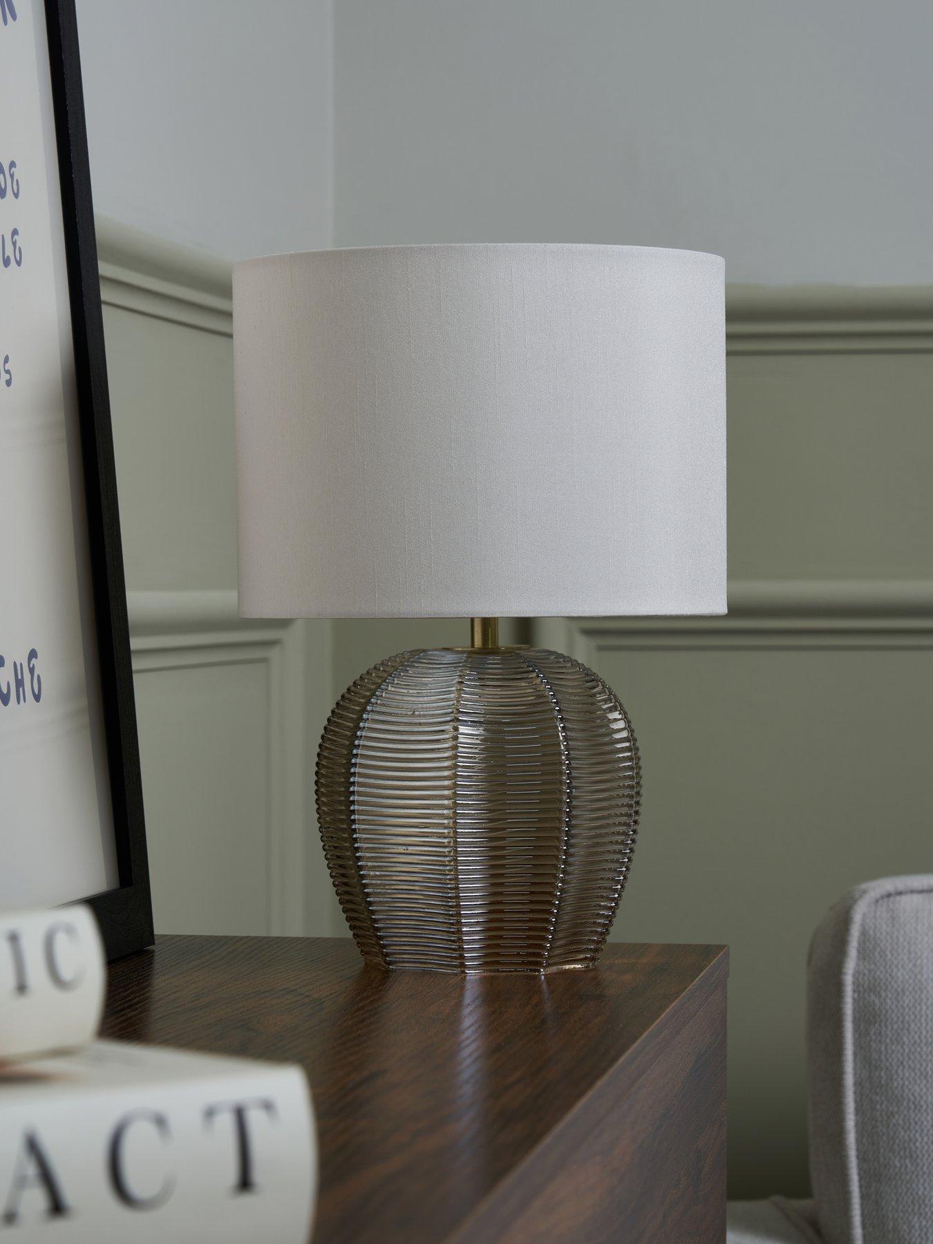 Image 4 of 4 of Very Home Reign Herringbone Glass Table Lamp in Champagne
