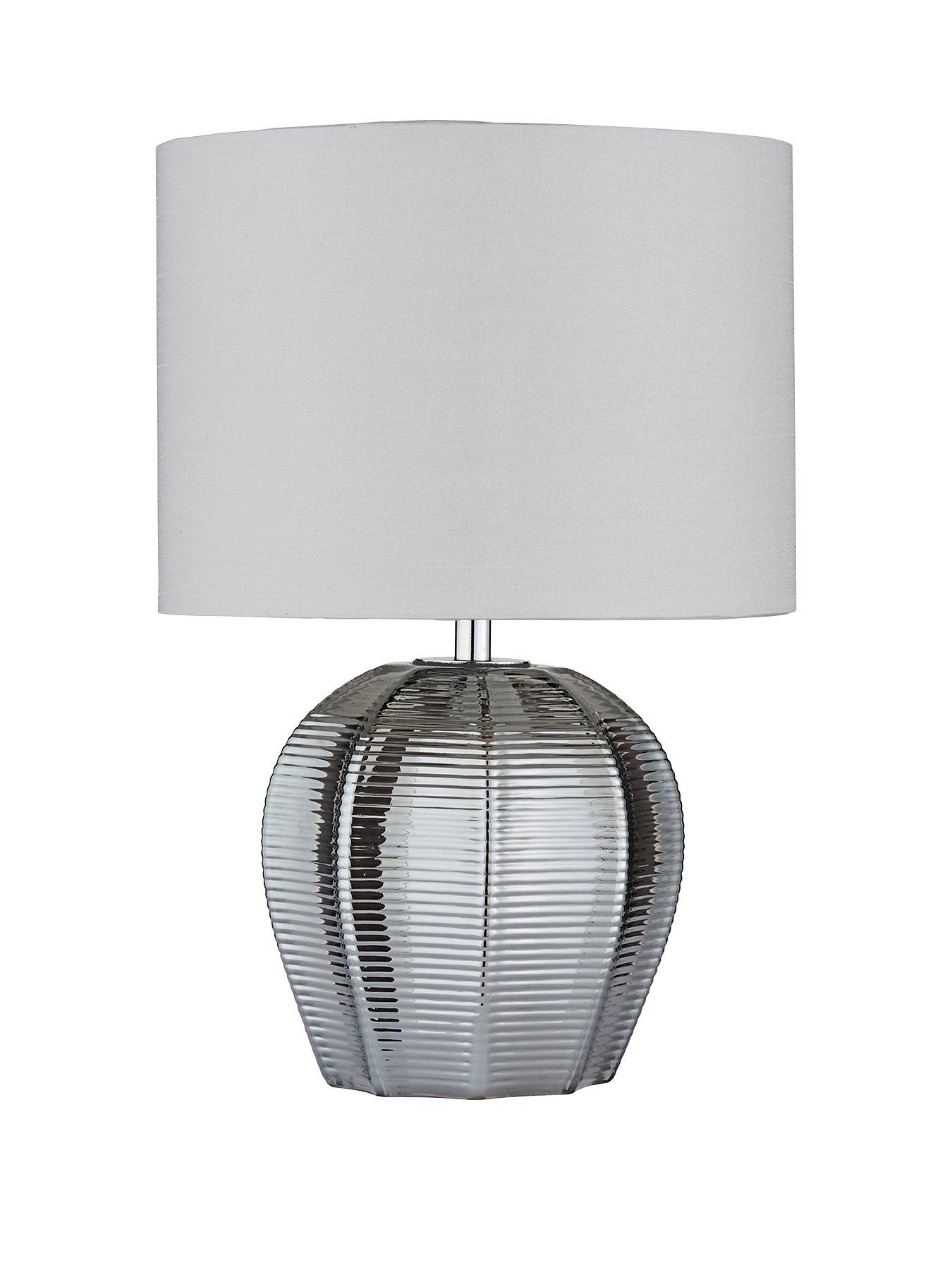 Product photograph of Reign Herringbone Glass Table Lamp from very.co.uk