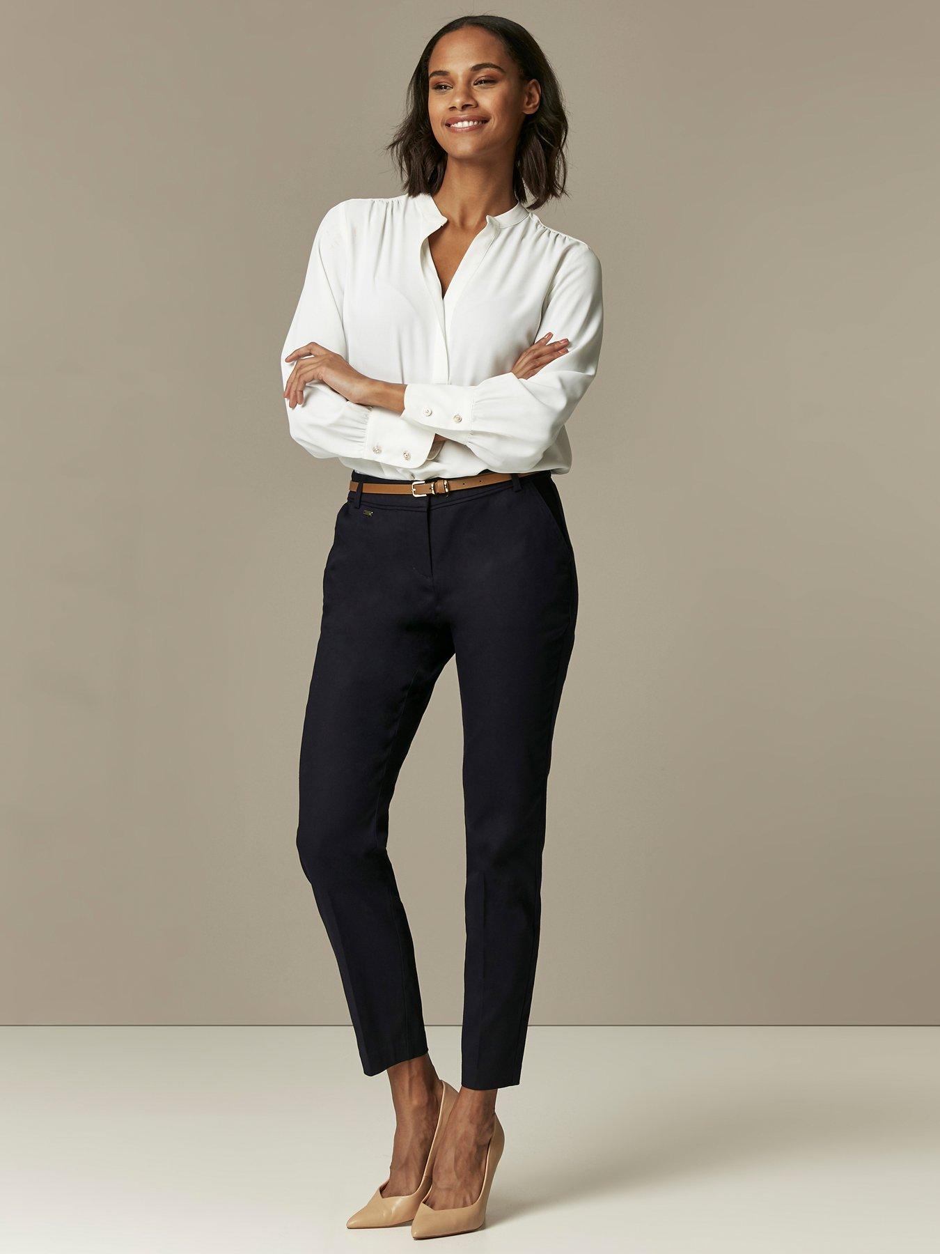 ladies navy cigarette trousers