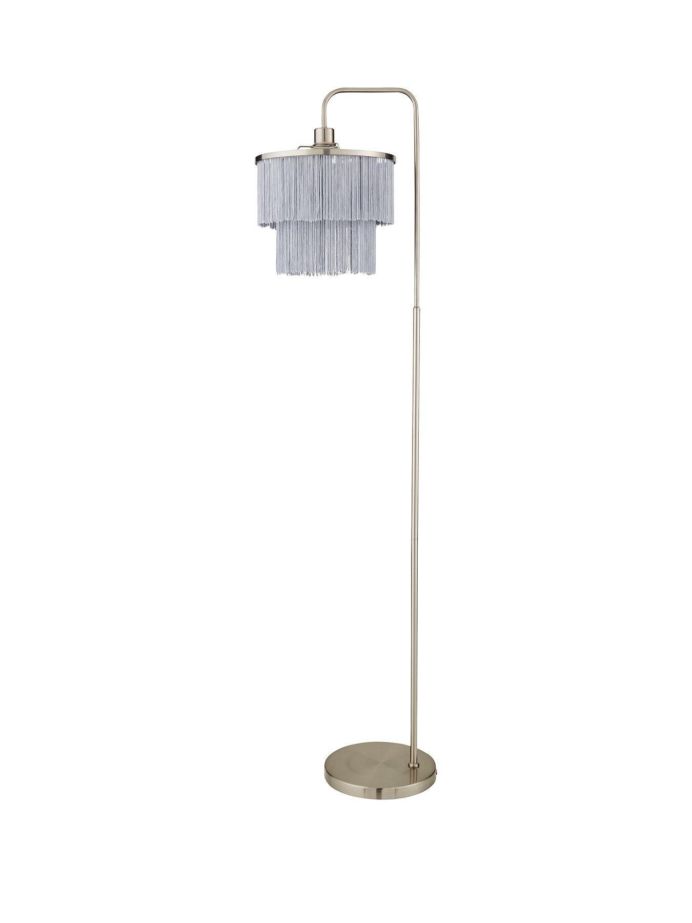 Product photograph of Michelle Keegan Home Tulsa Fringe Floor Lamp Ndash Satin Grey from very.co.uk