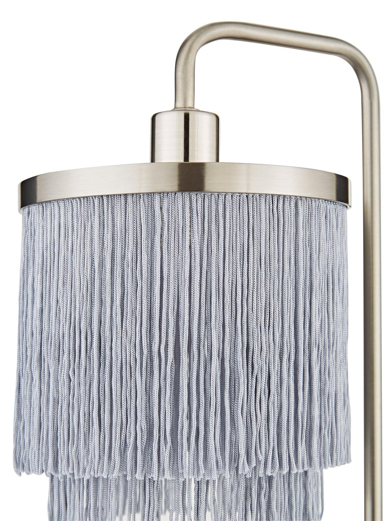 Image 3 of 4 of Very Home Tulsa Fringe Table Lamp &ndash; Satin Grey Nickel