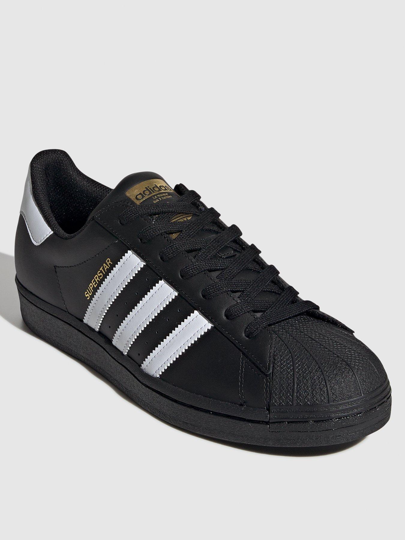 Adidas superstar black clearance and white with gold