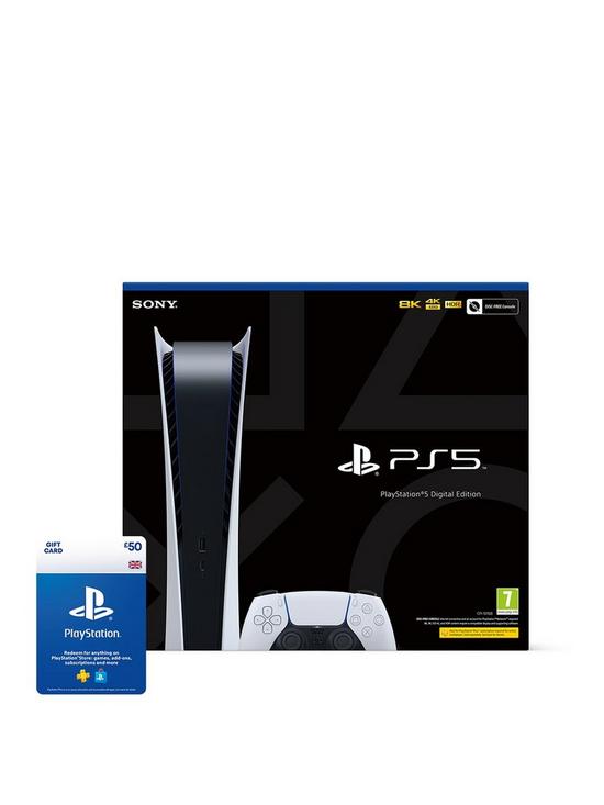 front image of playstation-5-digitalnbspconsole-ampnbsppound50-playstation-store-gift-card