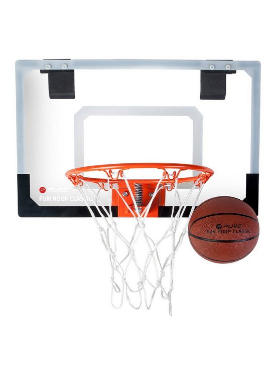 front image of pure2improve-the-fun-hoop-classic-with-basketball-andnbspbackboard-46x30cm--nbsphoop-23cm