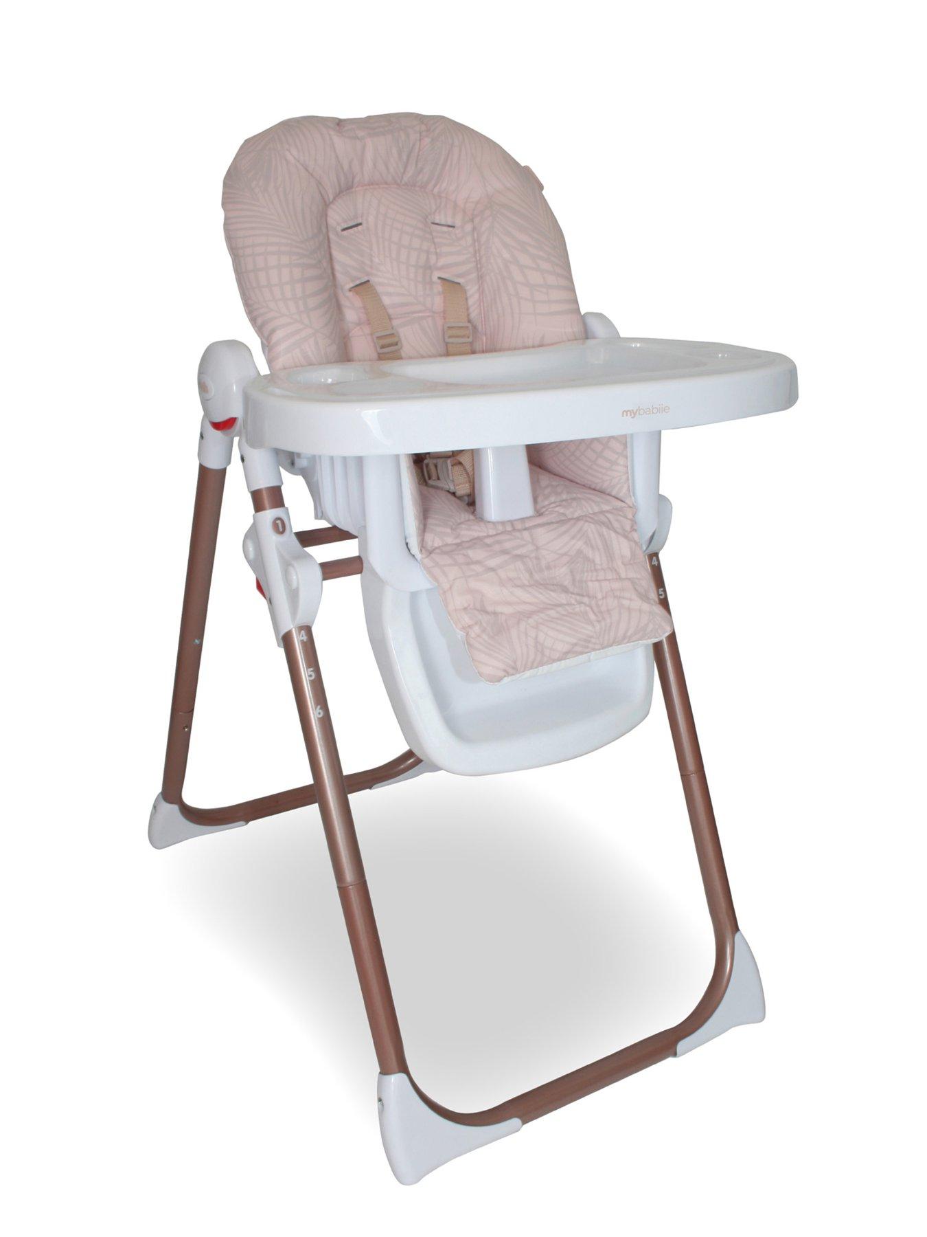 Product photograph of My Babiie Mbhc8 Premium Highchair - Rose Gold Blush Tropical from very.co.uk
