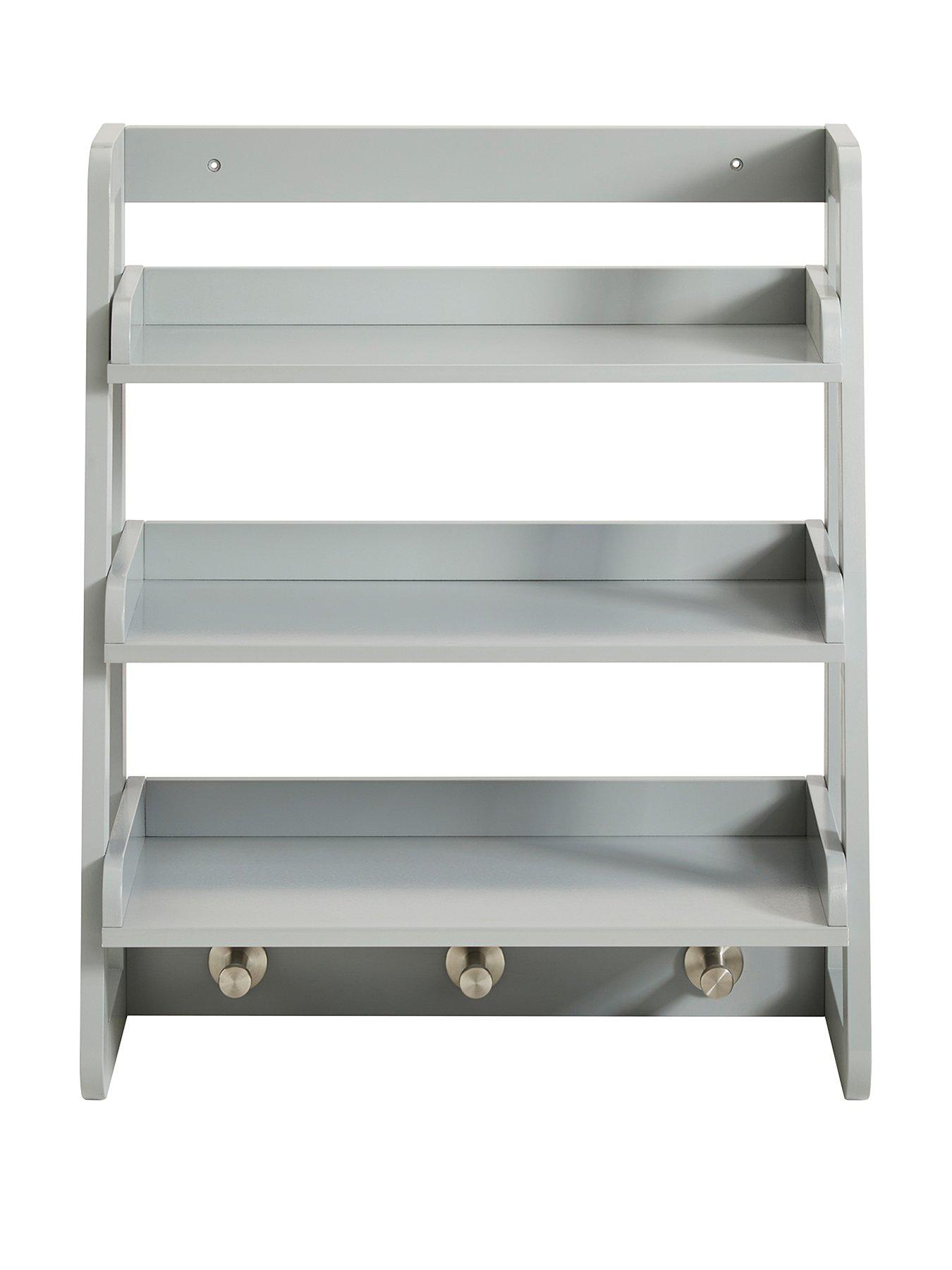 Product photograph of Lloyd Pascal Portland Wall Mounted Shelving With Hooks - Grey from very.co.uk
