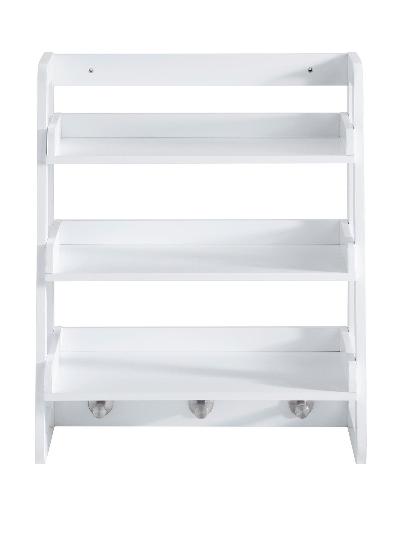 Product photograph of Lloyd Pascal Portland Wall Mounted Shelving With Hooks - White from very.co.uk
