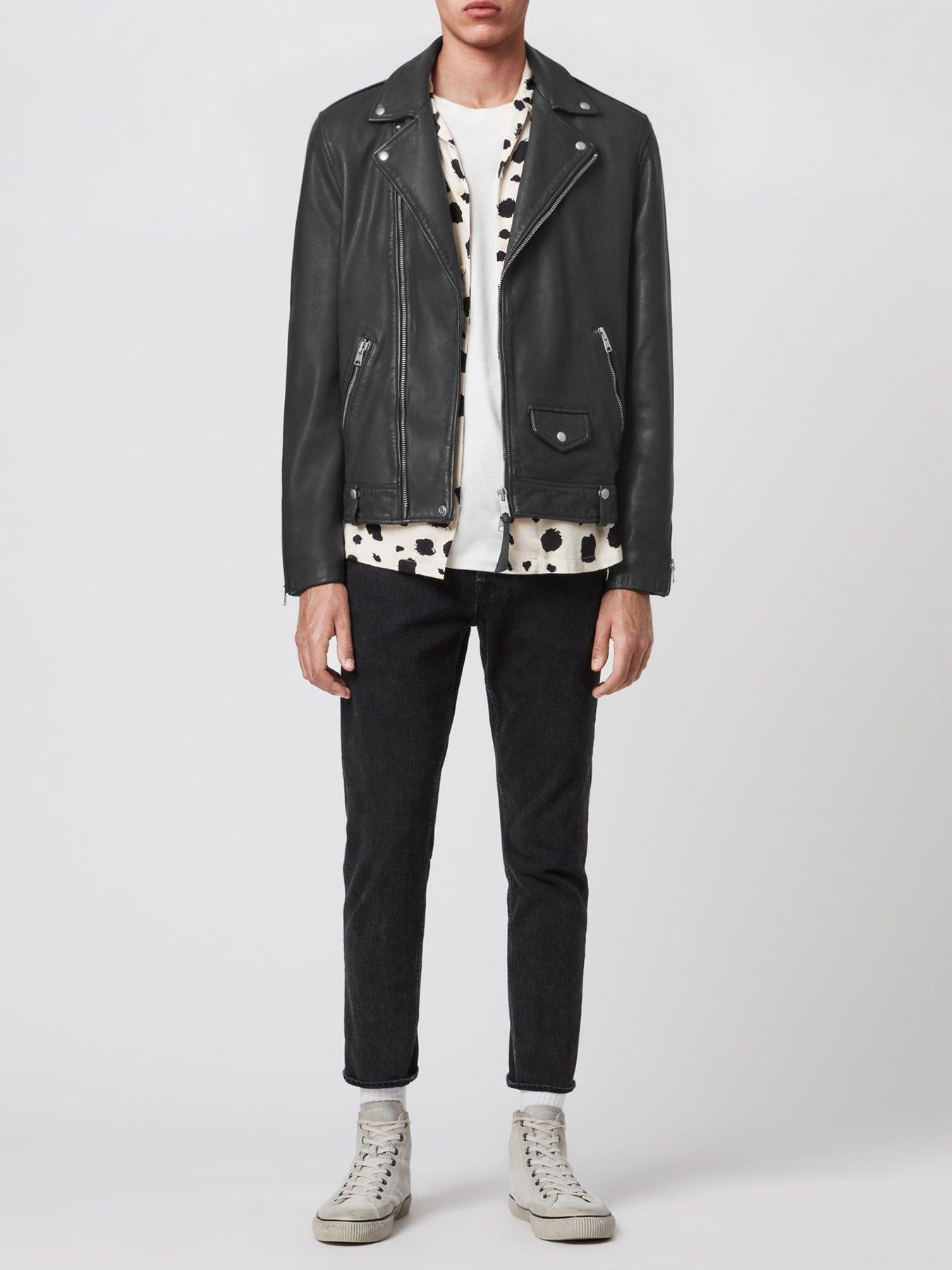 AllSaints Milo Leather Jacket - Black | very.co.uk