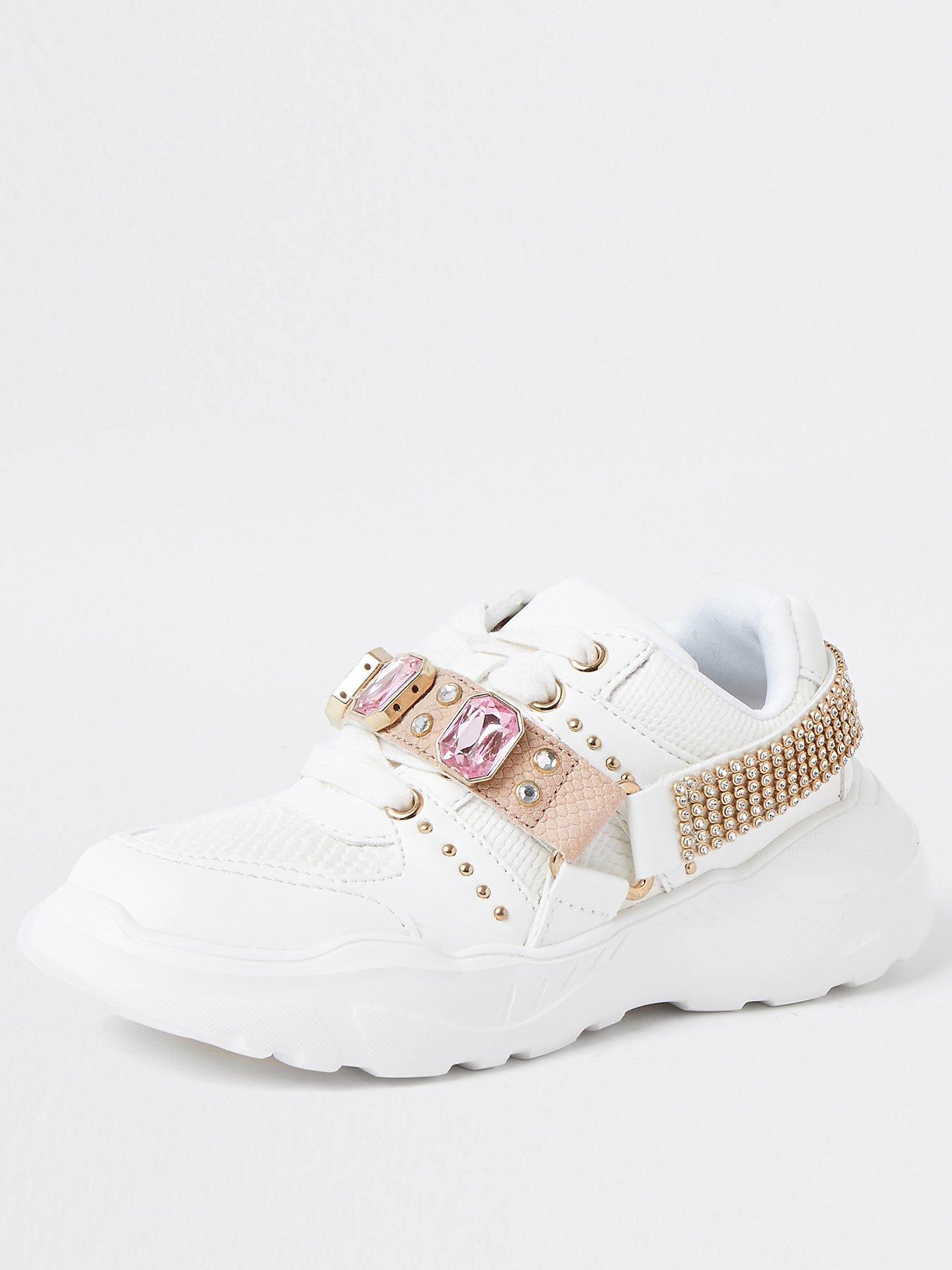 girls chunky white trainers