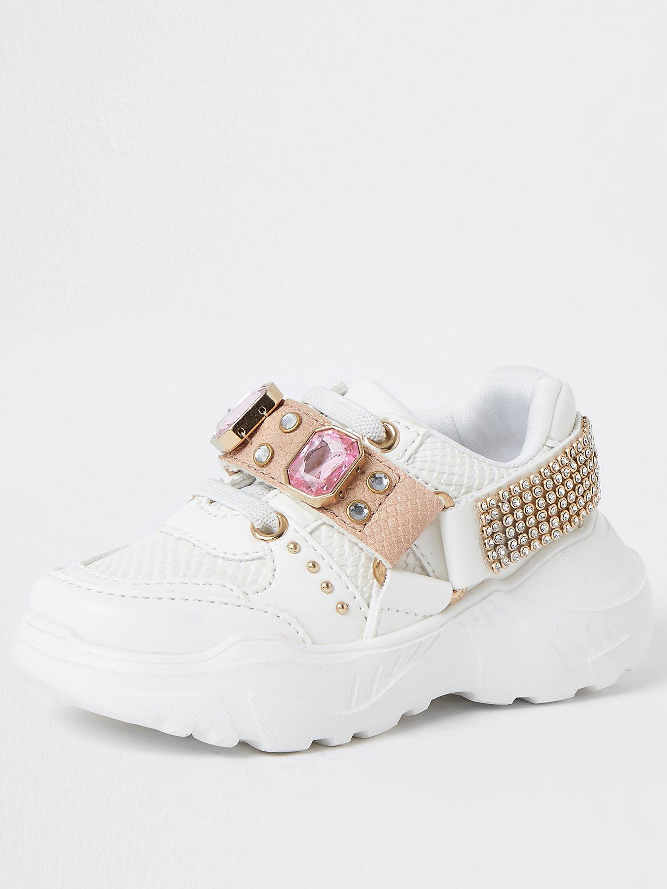 girls chunky white trainers