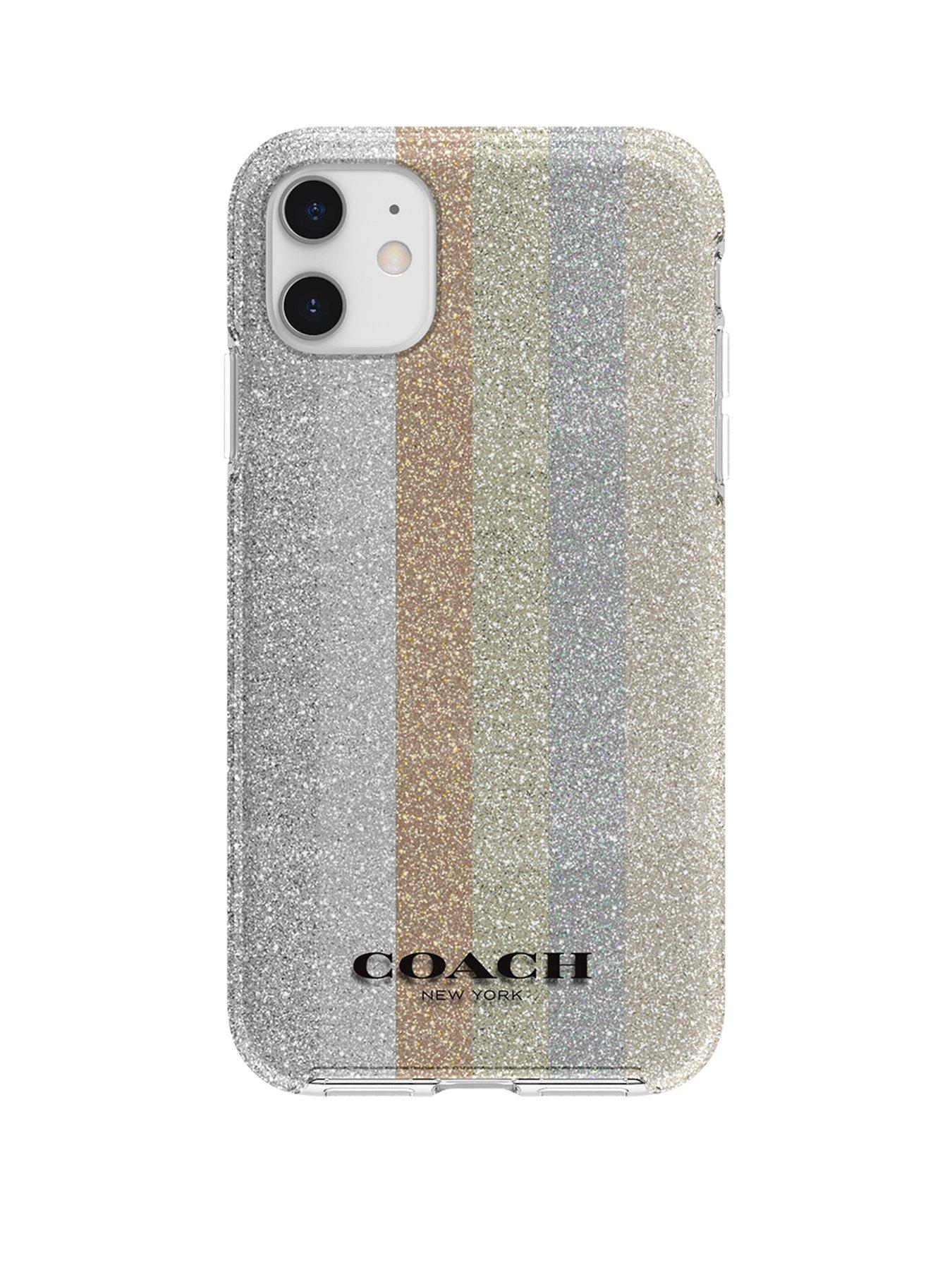 Coach Protective Case For Iphone 11 Glitter Americana Neutral Silver Glitter Gold Glitter Rose Gold Glitter Multi Coach Uk