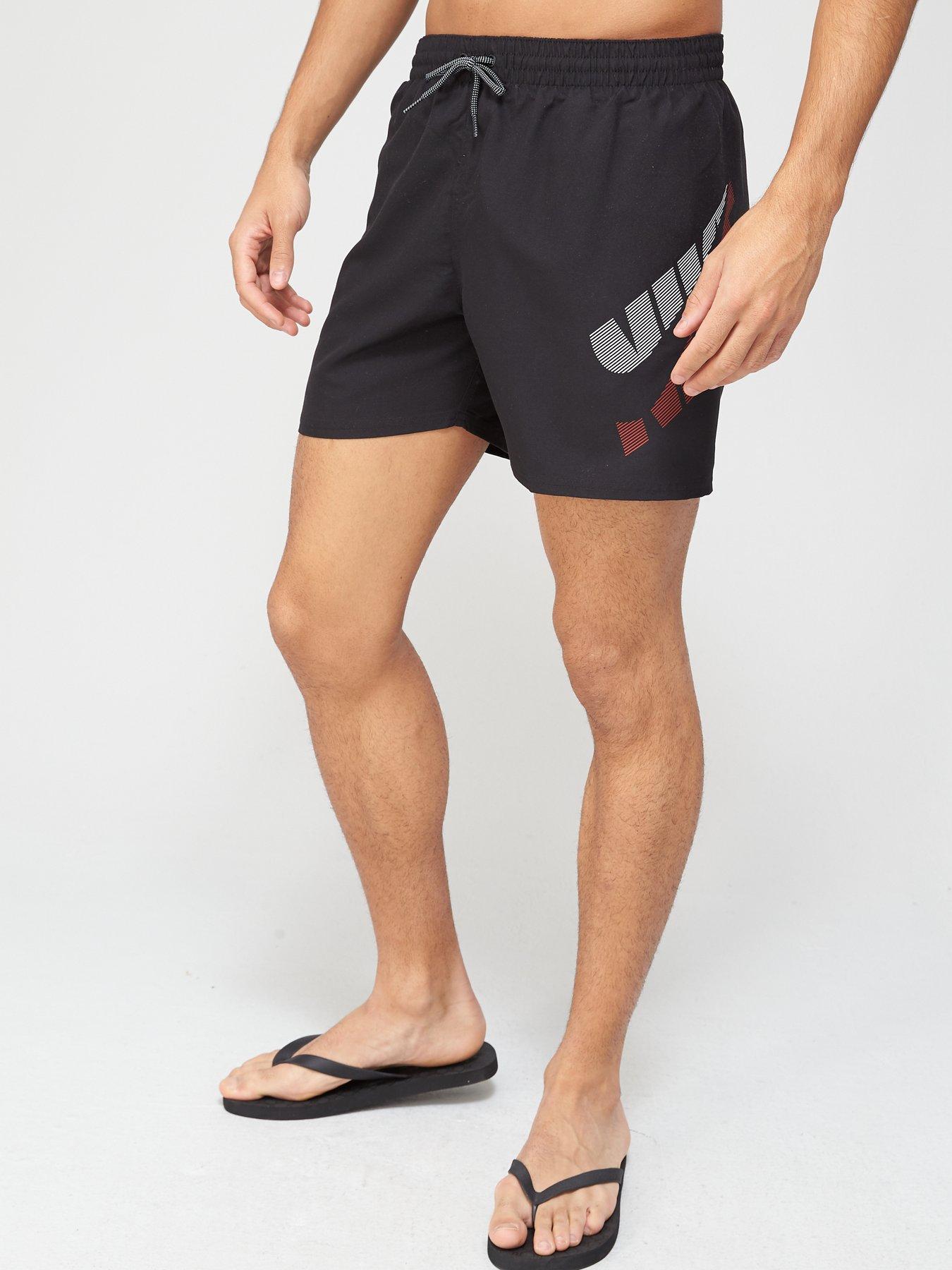 nike swimming swoosh print lap short in black