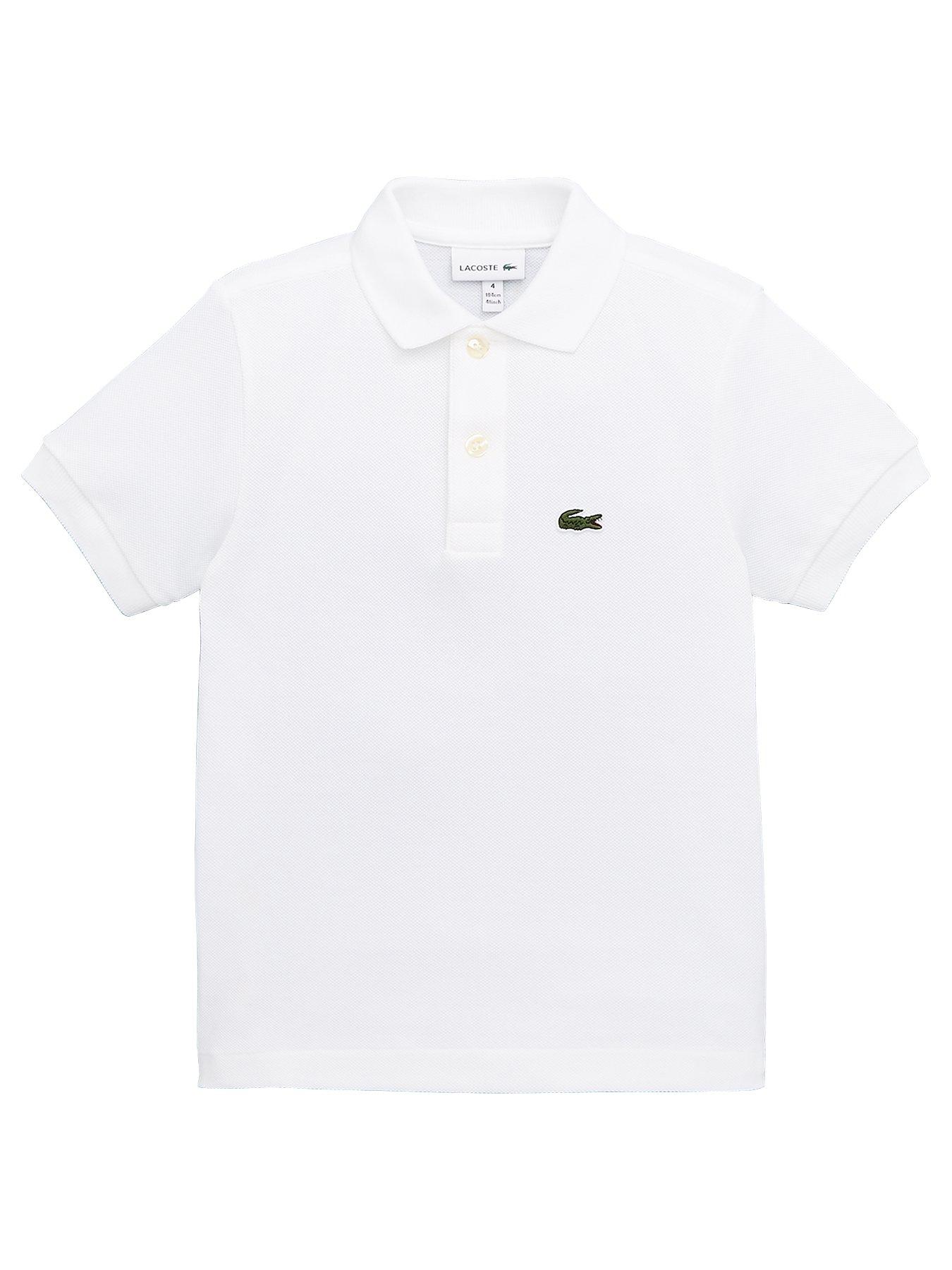 Lacoste Boys Classic Short Sleeve Pique Polo Shirt - White | very.co.uk