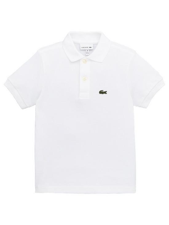 front image of lacoste-boys-classic-short-sleeve-pique-polo-shirt-white